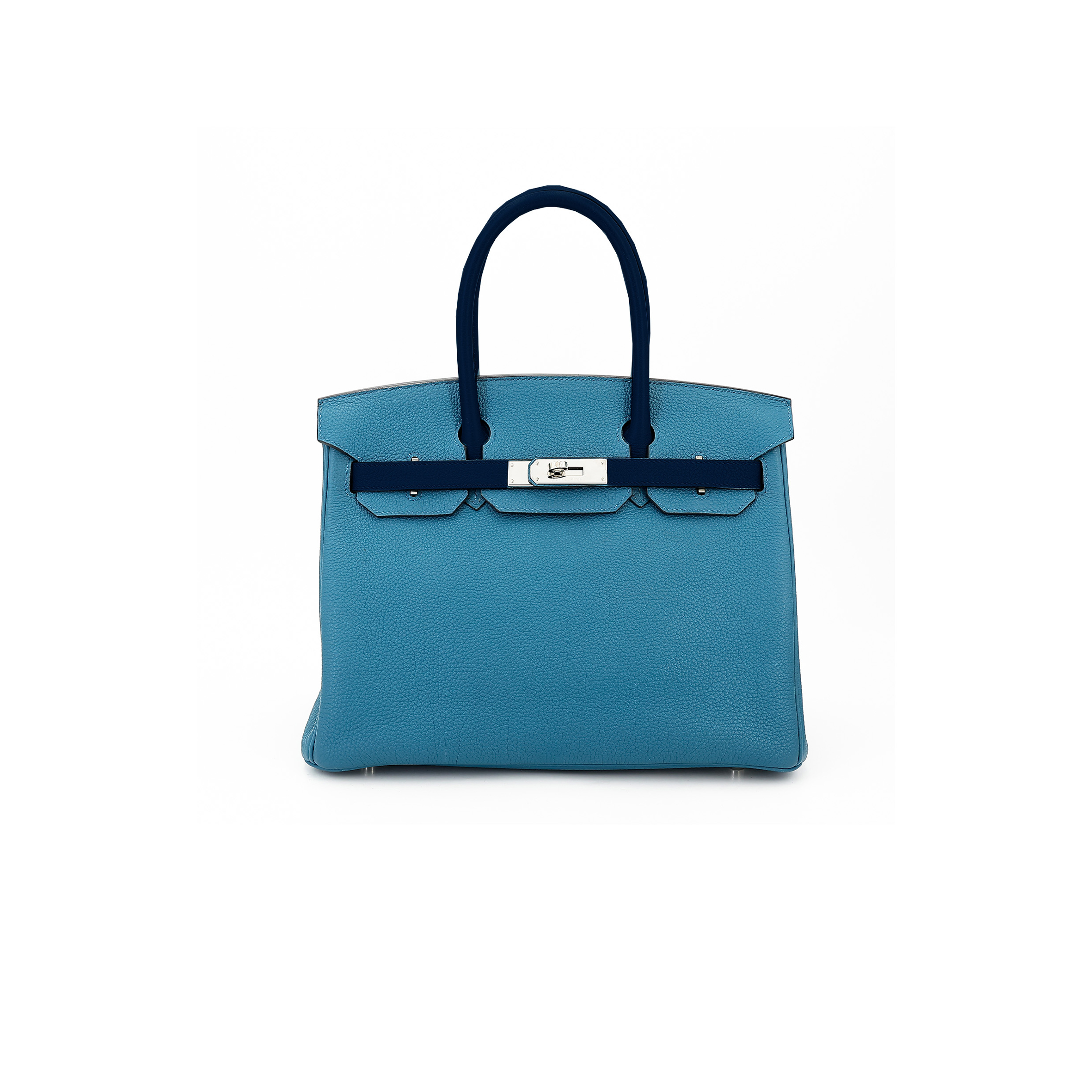 HERMÈS BIRKIN 35 TOGO LEATHER NORTHERN BLUE AND MIDNIGHT BLUE WITH SILVER BUCKLE 9813026098 (35*28*18cm)